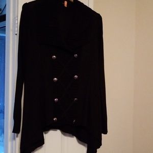 Military style black sweater